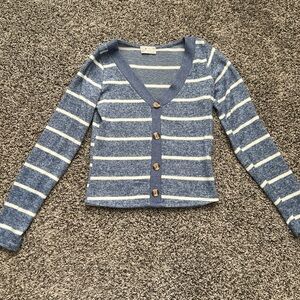 Poof! Blue and White Striped Cardigan